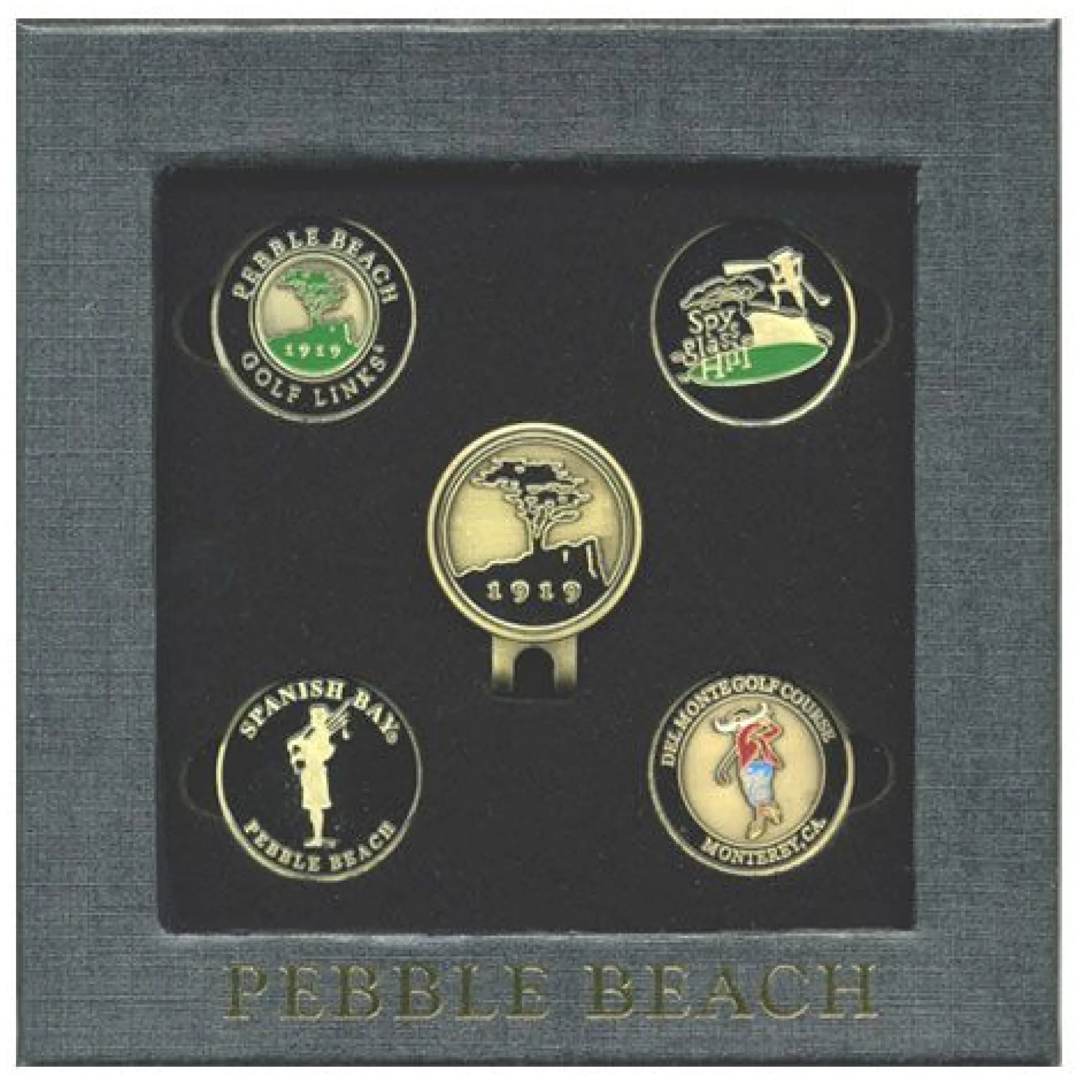 Pebble Beach Resorts Four Course Hat Clip & Ball Marker Set