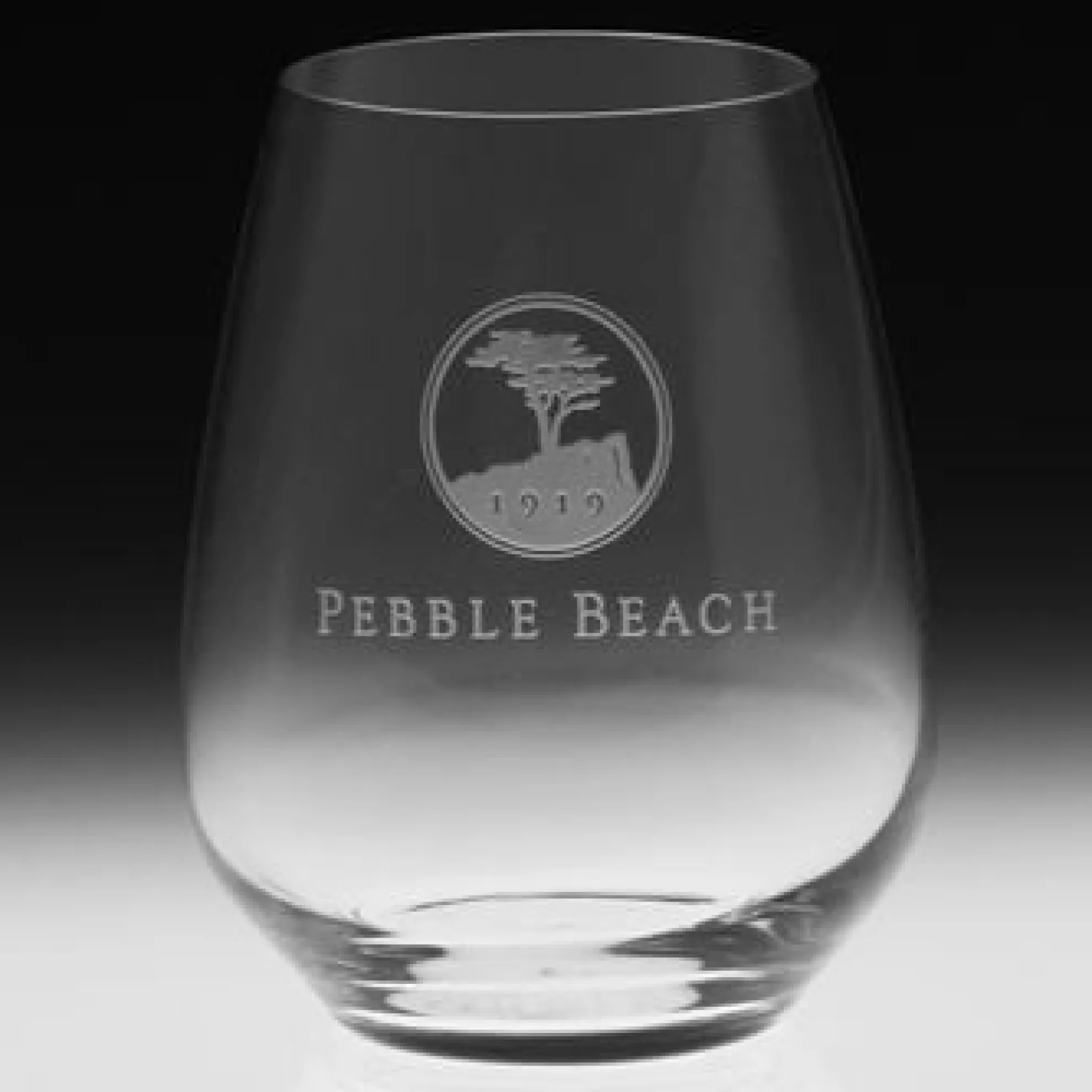 Pebble Beach Heritage Logo Stemless White Wine Glass