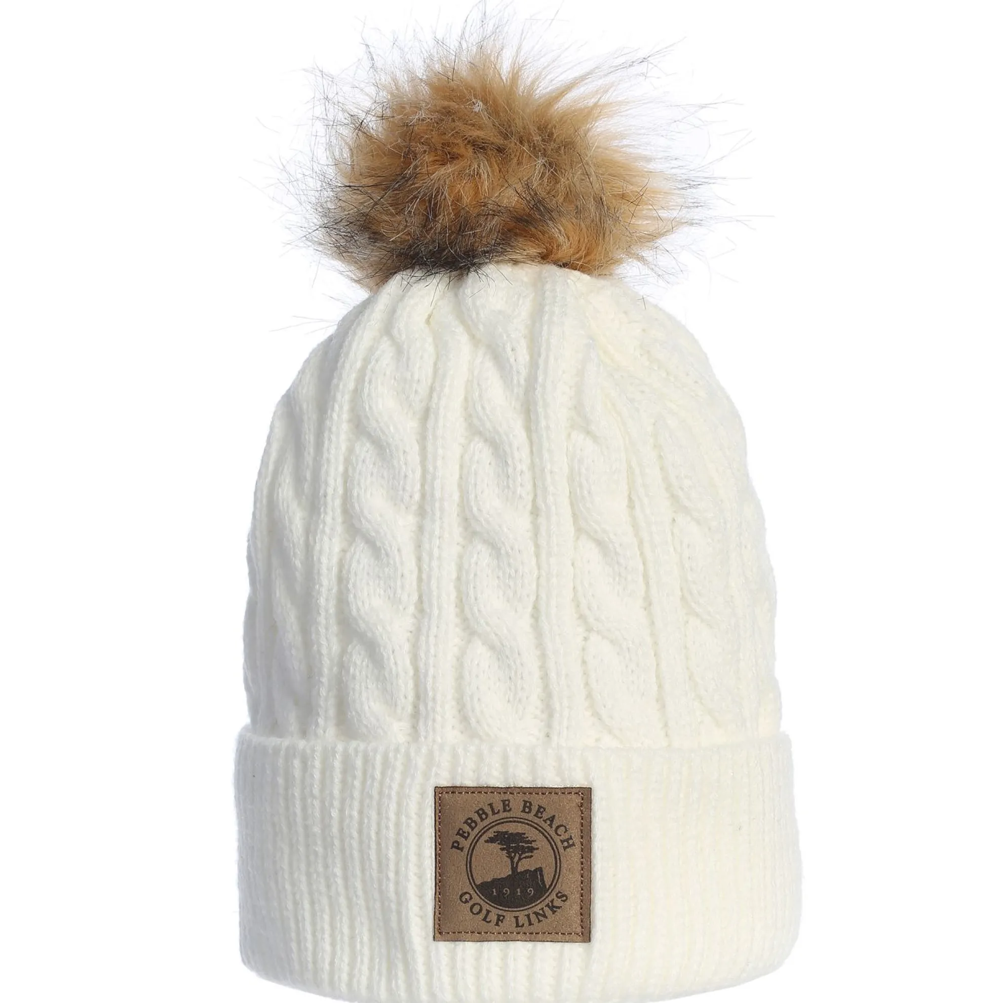 Pebble Beach Ladies Cable Knit Pom Beanie By Ahead